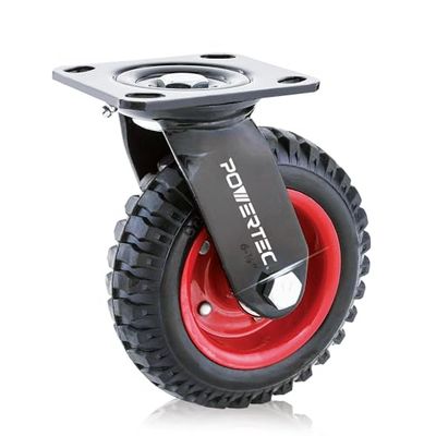 POWERTEC Roulette industrielle pivotante robuste 17050 V, 16,3 cm, 1 pièce, noir