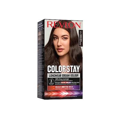Revlon ColorStay - Coloration Permanente - Coloration Cheveux Longue Tenue - Couvre 100% des cheveux blancs - Jusqu’à 8 semaines - Huile de Macadamia et de Beurre de Murumuru N3 Châtain Foncé Profond