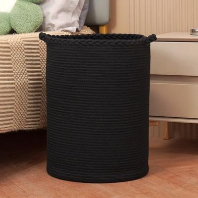 Homlikelan 58L Woven Laundry Basket,Cotton Tall Laundry Hamper for Blankets,Clothes,Pillows,Toys,Shoes Large Laundry Bin Black