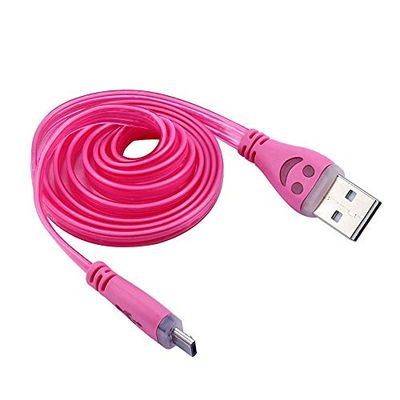 Shot Case – kabel smiley Lightning för iPhone 8 LED-lampa Apple laddare USB-anslutning (färg rosa godis)