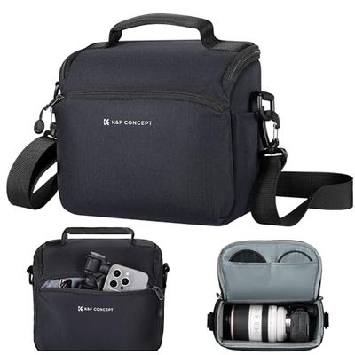 K&F Concept Borsa per fotocamera, piccola borsa a tracolla singola Crossbody Custodia con cinghia regolabile compatte Borse per macchina fotografia DSLR/SLR/Mirrorless-blu marino