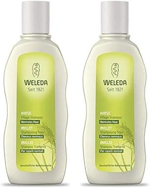 Weleda Miglio Shampoo Trattante, deterge i capelli con dolcezza. Ideale per tutta la famiglia e per lavaggi frequenti, per capelli sani e luminosi (1X190 ml) (Confezione da 2)
