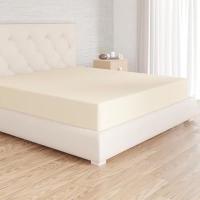 Amazon Basics Lençol de baixo ajustável, 180 x 200 x 30 cm, de poliéster de microfibra, bege