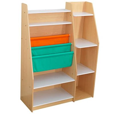 KidKraft Estantería Infantil de Madera con Bolsillo de Almacenamiento, Librería Infantil, Organizador Juguetes, Muebles para Salas de Juego y Dormitorio de niños (20309)