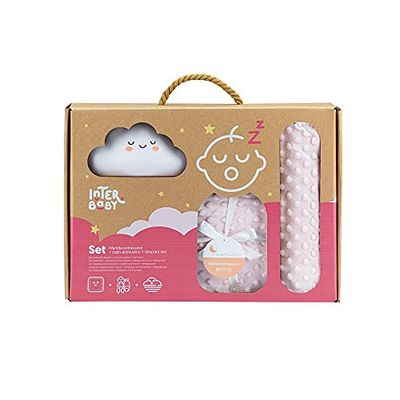 Interbaby Set Regalo Bebè: Coperta, Cuscino rosa e luce notturna