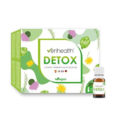 Verihealth - Detox - 20 Vials of 10 ml - Contains Shower Head and Horse Tail - Aids in Liquid Retention and Organism Purification