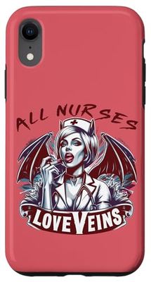 Custodia per iPhone XR Tutte le infermiere amano le vene succube divertente Halloween Vampire Devil