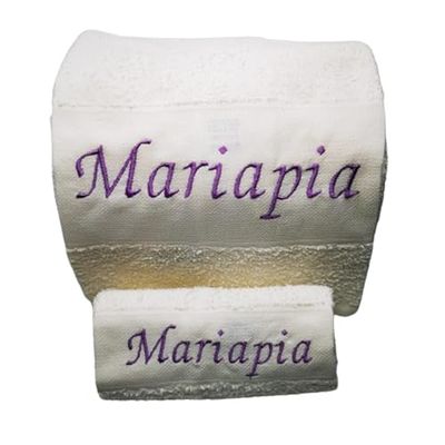 ARTEA DI ALICE Set 2 Asciugamani Personalizzati in 100% Cotone Italiano – Nome Ricamato – Extra Morbidi e Ultra Soffici – Perfetti per Bagno, Spa, Hotel – Regalo Elegante – Made in Italy