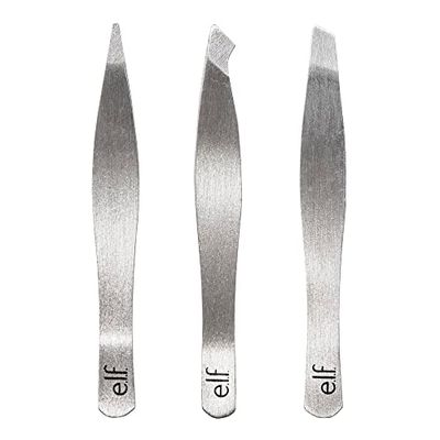 e.l.f. Tweezer Trio Kit, Three Mini Eyebrow Tweezers for Shaping, Defining & Grooming Brows, Great for Touchups On The Go, Vegan & Cruelty-Free