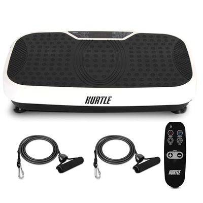 Hurtle Fitness Vibratieplatform - Compacte Fitnessapparaat voor Thuis met Weerstandsbanden, Wielen, Afstandsbediening en Verstelbare Snelheid voor Gewichtsverlies en Spierversteviging