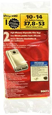 Shop-Vac 9067233 Disposable Vacuum Bags Fits 10-14 Gallon Tanks, Heavy Duty Paper (Pack of 2)