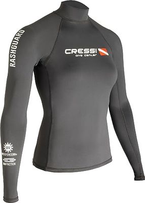 Cressi Rash Guard Lady Dive Center, Maglia Protettiva Maniche Corte o Lunghe in Speciale Tessuto Elastico-Protezione Solare UV (UPF) 50+ Donna, Nero, XS/1 (36)