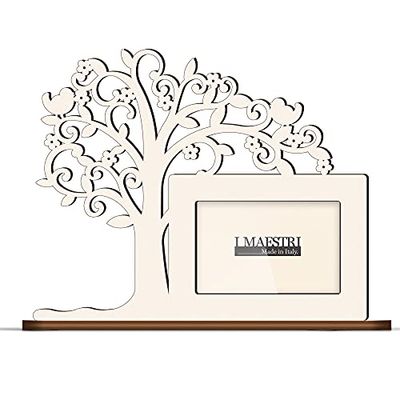 Cornice Portafoto Albero della Vita in Legno Personalizzabile con Dedica, Idea Regalo Originale e Versatile - Made in Italy (10x15 cm)