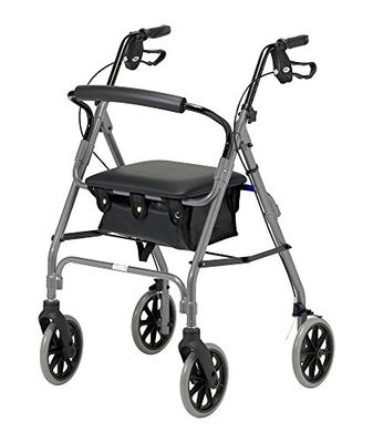 Days Lichtgewicht opvouwbare rollator met gevoerde zitting, vergrendelbare remmen, ergonomische handgrepen en draagtas, mobiliteitshulpmiddelen, groot, kwarts