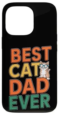 Best Cat Dad Ever: Retro Cool Cat Graphic Custodia per iPhone 13 Pro