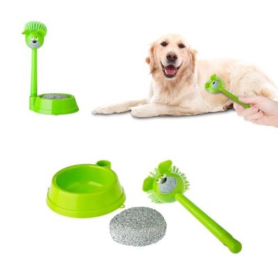 Avilia Set met kom, borstel en spons voor honden of katten van robuuste kunststof, ideaal voor de verzorging van de hygiëne van je huisdier, ideaal voor het reinigen van vacht en poten, verkrijgbaar