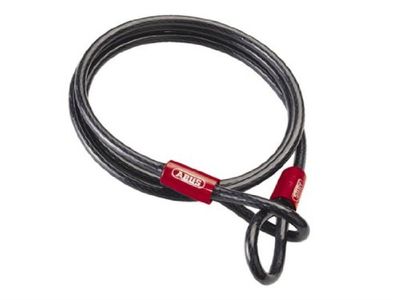ABUS Cabo de laço Cobra 10/200 - cabo de aço revestido de plástico - 2 m de comprimento, 10 mm de espessura, segurança para acessórios de bicicletas e motas, preto, 200 cm