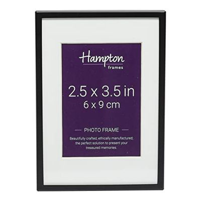 Hampton Frames MADRID Narrow Profile Photo Frame with Bevel Mount Matt Black 2.5x3.5 (6x9cm) M138B23