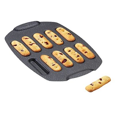 Tefal Moule gâteau 10 mini boudoirs, Revêtement antiadhésif, Aluminium recyclé et recyclable, Pâtisserie bien dorée, Fabriqué en France, PerfectBake Mini J5734302