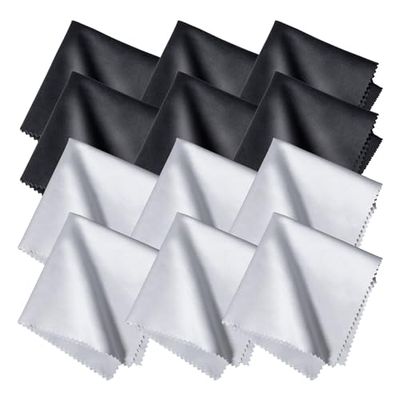 12 panni per la pulizia degli occhiali di qualità ottica, 20 x 20 cm, in microfibra, extra morbidi e assorbenti