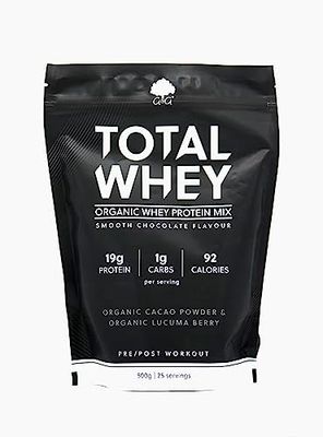 Total Whey - Organic Whey Protein Powder 500g - Whey from Grass-fed Cows - 19g Protein per Serving - Smooth Chocolate Flavour - Non-GMO, Made in The UK by G&G Vitamins