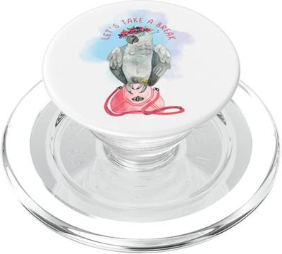 Let's Take a Break - Loro gris africano somnoliento PopSockets PopGrip para MagSafe