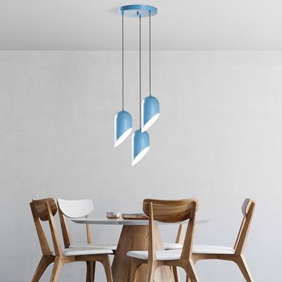 Opviq Elegante lampadario blu, in metallo, diametro 40 cm, altezza regolabile 75-121 cm, 3 prese E27, perfetto per decorazioni moderne, illuminazione elegante e funzionale