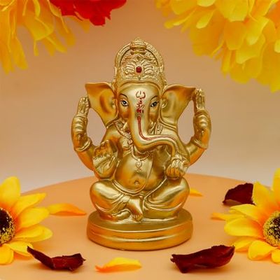 BangBangDa hinduisk gud Lord Ganesha Idol - Indisk Ganesh staty skulptur Indien Murti Pooja Objekt Hem Kontor Mandir Temple Puja Dekor Yoga Zen Meditation Altar Shrine Kit Religiösa gåvor