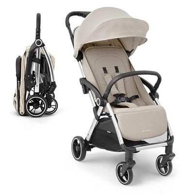 KikkaBoo EDEN Buggy, kinderwagen tot 22 kg, automatisch vouwen, kantelpositie, ultralicht, compact, beige