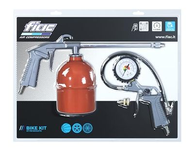 FIAC Kit para bicicletas (Incluye pistola de inflado, pistola de limpieza, boquilla) - Presión de trabajo: 4-8 bar