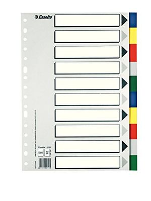 Esselte 795685 - 5 divisori in polipropilene in formato A4 10 posizioni