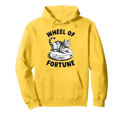 Wheel Of Fortune Cat On Robot Vacuum Cleaner Cat Pullover Hoodie