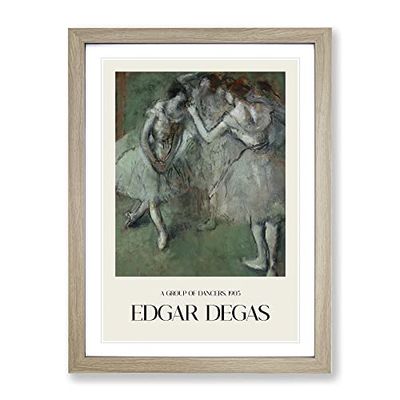 A Group Of Ballet Ballerina Dancers By Edgar Degas Exhibition Museum Painting Framed Wall Art Print, Ready to Hang Picture for Living Room Bedroom Home Office Décor, Oak A2 (64 x 46 cm)