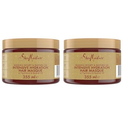 SHEA MOISTURE Manuka Honey & Mafura Oil Intensive Hydration Hair Mask sulphate and silicone free hair mask for dry hair for dry, damaged hair 355 ml (Pack of 2)