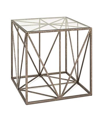 HAKU Möbel Bijzettafel brons, Metaal, veiligheidsglas 8 mm - Maat: B 50 cm x H 50 cm x D 50 cm, Stijl: Art Deco
