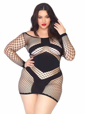 Leg Avenue Long Sleeved Minidress, Plus Size Black