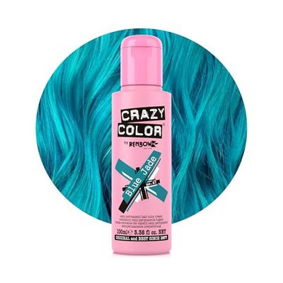 Crazy Color Vibrant Blue Jade Semi-Permanent Hair Dye. Highly Pigmented Teal Aquamarine Conditioning & Oil Nourishing Vegan Formula | No Bleach or Ammonia | 100ml