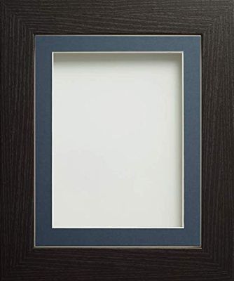 Frame Company Watson Range Black 60x50cm Picture Photo Frame with Blue Mount for Image 50x40cm *Choice of Sizes* Fitted with Perspex
