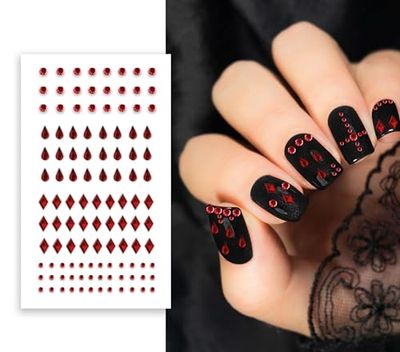 FIESTAS GUIRCA | Sticker Unghie Rosso (6x9 cm) - Adesivi per Decorazione Unghie - Trucco di Halloween e Feste in Maschera - Ideale per Donna Adulta - Rosso