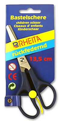 Rheita 907 - Forbici per bambini con manico colorato, ca. 13,5 cm, forma rotonda, impugnatura a molla, colori assortiti