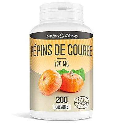 Herbes Et Plantes Pépins de Courge Bio - 200 Capsules 420 mg