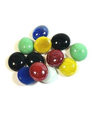 mesbilles - 250 GR Couleurs Glossy 60 Billes Plates - Galet en Verre 20 mm Cailloux en Verre décoratifs