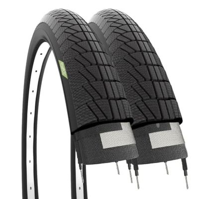 ECOVELO 2 banden 14 x 1,75 (47-254) voor stadsfiets, zwart, van rubber, fiets, uniseks, kinderen, zwart