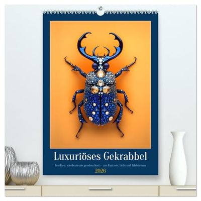 Luxuriöses Gekrabbel (hochwertiger Premium Wandkalender 2026 DIN A2 hoch), Kunstdruck in Hochglanz: Von der Natur inspiriert, in Fantasie und Edelsteinen verewigt