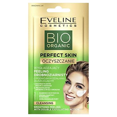 Eveline Cosmetics Perfect Skin Exfoliating Facial Scrub with Rice & Walnut Particles, Pineapple Enzymes - Smooth & Detoxify, 8 ML