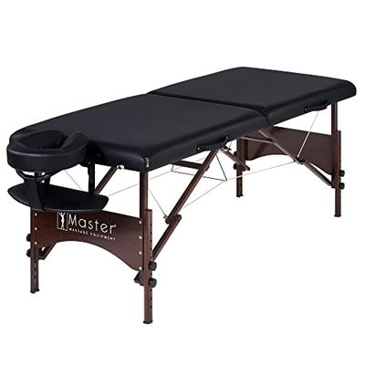 Master Massage Argo Mobile - Lettino da massaggio pieghevole, 71 cm, con gambe in legno di noce e borsa per il trasporto, colore: Nero