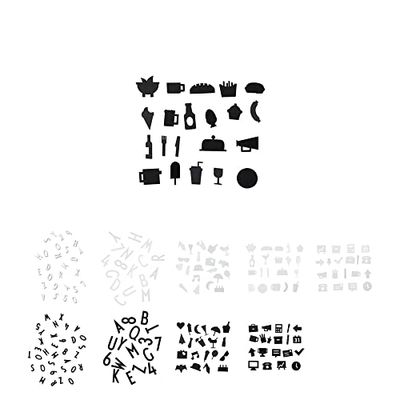Design Letters Food Icons for Message boards | Unique 21 pcs. Photobooth props with graphic symbols | Food icons for organizing the weekly meals and creating food menu | Black