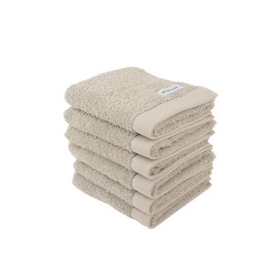TOM TAILOR Essuie-mains, Lot de 6, 30 x 50 cm, 100% coton / éponge, avec attache et étiquette avec logo, COLOR BATH TOWEL Beige (Sunny Sand)