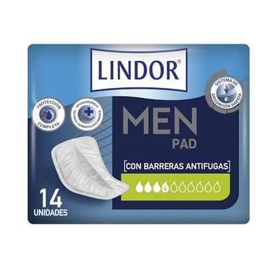 Lindor Men: Protectores para Hombres con Pérdidas de Orina, Extra, Compresas y Absorbentes para Incontinencia, 14 unidades