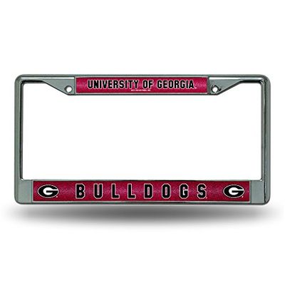 Rico Industries NCAA Bling Chrome License Plate Frame with Glitter Accent, Georgia Bulldogs